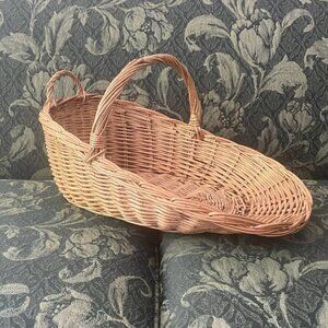 Large Sturdy Beautiful Vintage Skalny Harvesting Basket Rattan Scoop